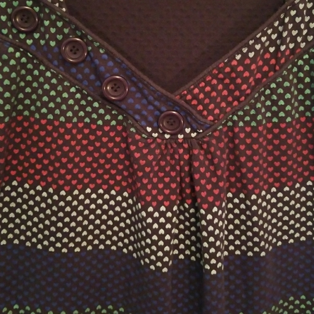 Multicolor heart print babydoll short sleeve tunic - Picture 3 of 4